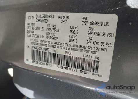 2007 Dodge Dakota Slt from USA, damaged, VIN 1D7HW48P17S199302